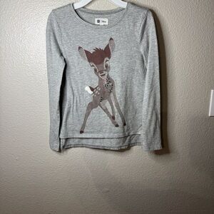 GAP Kids Gray Long Sleeve Bambi Tee